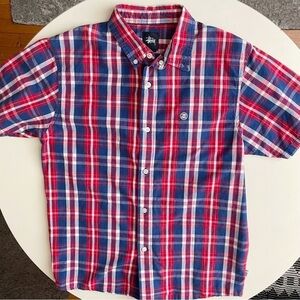 Stussy Men’s Cotton Plaid Short Sleeve Button Down Shirt Size Small